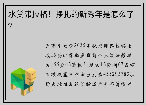 水货弗拉格！挣扎的新秀年是怎么了？